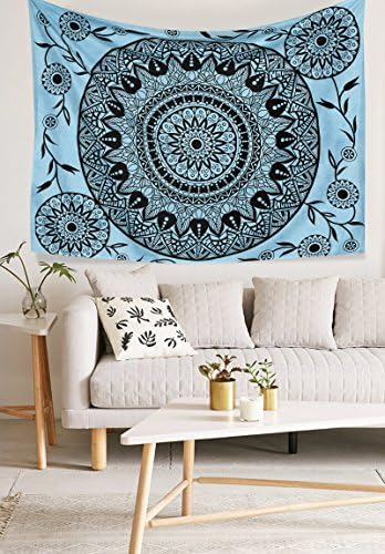 Mandala Decor Medallion wall hanging hippie throw boho tapestry blue