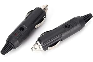 SHINEKOO Lot de 2 connecteurs mâles 12 V pour allume-cigare de voiture avec fusible LED rouge