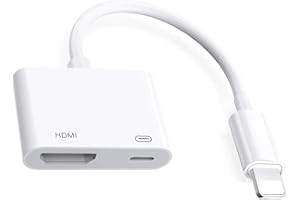 CELLWORLD Adaptador AV digital para iPhone iPad, [Certificado Apple MFI] Cable Lightning a HDMI Convertidor de pantalla de sincronización 1080P para HDTV/Monitor/Proyector(fuente de alimentación necesaria)