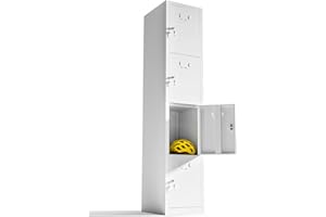 TwinThink Taquillas Vestuario Taquillas Metalicas de 4 Puertas Taquilla Metalica con Llave Taquillas Vestuario 4 Puertas Taquillas Vestuario Metalicas (1, Blanco)