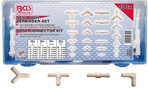 Bgs Assortiment de connecteur pour caoutchouc et plastique Tuyaux, 100 Pièces, 8790