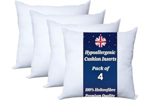SXME MIGHT SAY Pack of 4 Cushion Inserts - Hypoallergenic Inner Pads - Set of Square Throw Pillow White Hollowfibre -Polyester Standard Stuffer (18''X18'' (45X45 CM), 4.0, count)
