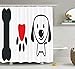 Produktbild Dog Lover Decor Collection, Bone Pup Paw with Love Symbol and Cute Doggy Sweet Message Decorative Art, Polyester Fabric Bathroom Shower Curtain Set, 60 x 72 inches, Red Black