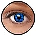 Produktbild FXEYEZ® Farbige Kontaktlinsen blau Blue Dämon + Linsenbehälter, weich, ohne Stärke als 2er Pack - angenehm zu tragen und perfekt zu Halloween, Karneval, Fasching oder Fasnacht