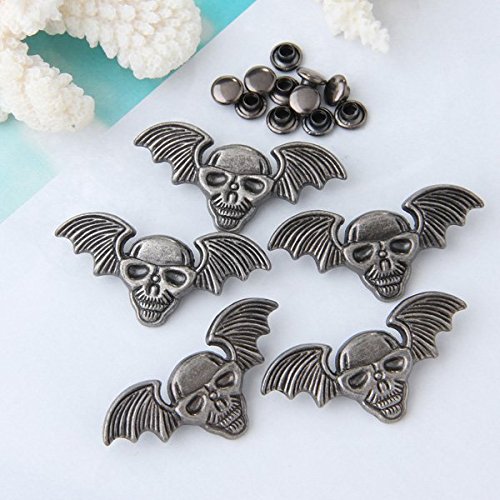 Ecloud Shop® 5x Kupfer Nieten Schraubnieten Killernieten Hohlnieten DIY Punk Skull m. Flügel
