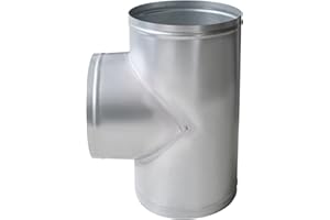 OOMVARMER Pieza en T para ventilación tubo estufa pellets chimeneas conector conducto tres vías para cocina extractor humos campana humo hierro galvanizado redondo escape ductos conexión en t tubería (OD250mm)