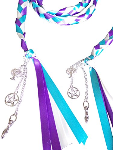 Wedding Hand Fasting/Binding Cord Turquoise Purple and Ivory Ribbon and With Charms by Dunns-jewels