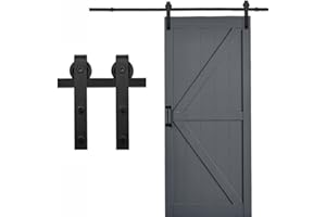 INMOZATA 6FT/183cm Barn Door Sliding Kit, Carbon Steel Sliding Door Track Kit for Wood Door Panel Barn Door Hardware Closet Set, Bear 100KG