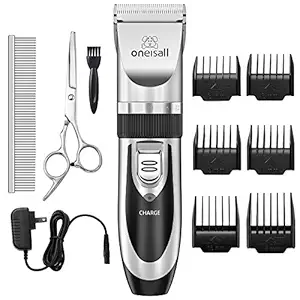 oneisall Pet Grooming Clipper Kits Low Noise Dog and Cat Rechargeable Cordless Electric Queit Clippers Set