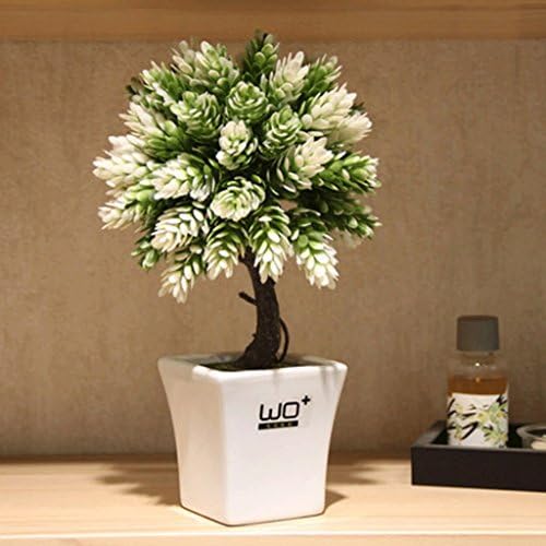 YHJ Fake flowers Simulation Flower Sets Of Fake Grass Bonsai Potted Pineapple Fresh Green Planting With Ceramic Flower Pots ( Color : White )