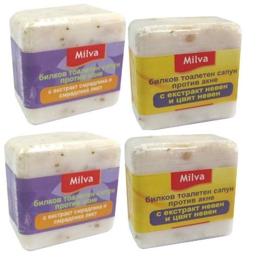 4 x Anti-acne jabones con hierbas y ácido salicílico - para cuerpo y cara (4 x 60 g)