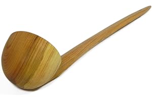 WOODEN WORLD Grande louche en bois de cerisier louche en bois éco naturel pour cuisine et sauna - imprégnée