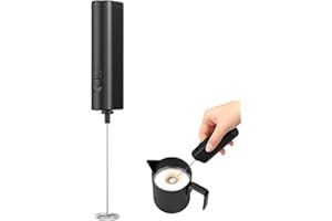 IraXpro Mousseur à lait électrique, mousseur à lait portable, fouet électrique, fouet électrique, alimenté par 2 piles AA, pour café, chocolat chaud, crème (noir)
