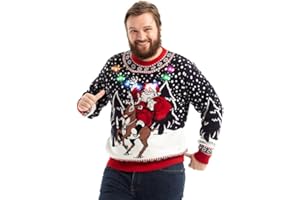 OFF THE RACK Unisex Men's LED Christmas Jumper Pullover Funny Santa Rudolph Llama Reindeer Xmas Tree Women's Party Lightup Sweaters