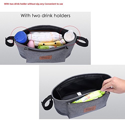 Homgaty Kinderwagen-Aufbewahrungstasche, Oxford-Stoff, für Tasse/Flasche, Aufhängetasche für Getränke/Lebensmittel, Halterung/Organizer - 2