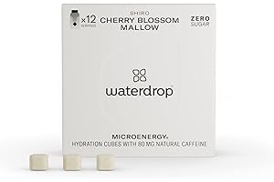 ‎WATERDROP MICRODRINK waterdrop® Microenergy SHIRO | Energy Drink - 80mg Natürliches Koffein + B-Vitaminen | Kirschblüte - Malve - Ginseng | 12 Drops Würfel | Geschmack für Wasser ohne Zucker und ohne Konservierungsstoffe