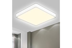‎LQWELL LQWELL® Lampa Sufitowa LED, IP44 Wodoodporna Lampa Łazienkowa Kwadratowa Płaska 18W 4000K 1600 Lm Cienka Do Salonu Łazienka Sypialnia Kuchnia PrzedpokÓJ Piwnica Biuro, 220 * 24 Mm