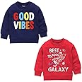 NammaBaby Boys' T-Shirt Chest Printed Full Sleeves Sweatshirt for Light Winters Pack of 2