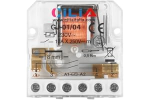 CILIA Relais Commutateur à Impulsions 230 V 10 A Type 26.08 Relais électromécanique (Pas à Pas) Avec Circuit Bobine et Contacts Séparés Avec Dérivateur 4 Séquences 2 NO