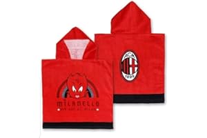 AC Milan | Accappatoio Poncho Bambino in Spugna | 100% Cotone | Prodotto Ufficiale | 50x100