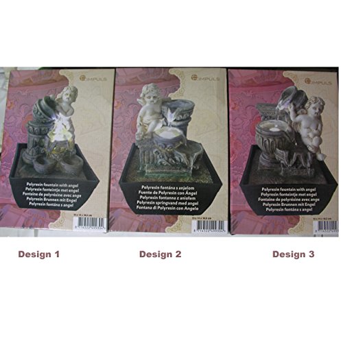 Zimmerbrunnnen Engel mit LED Beleuchtung 18cm Luftbefeuchter Deko 3 Designs Auswahl Design 1