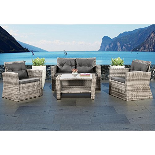 Preisvergleich Produktbild Polyrattan Sitzgruppe Palm Beach in beige-grau / ArtLife