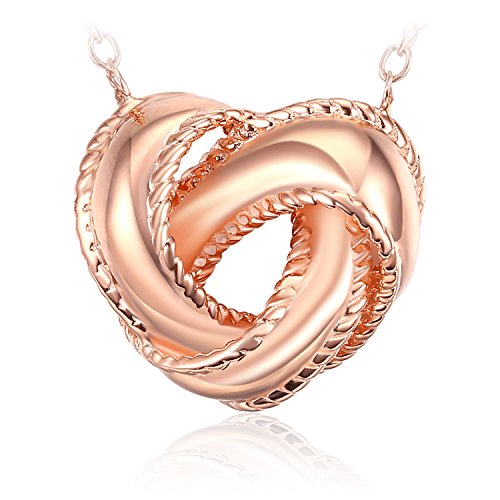 Kette Damen, J.Rosée, 925er Sterling Silber, Schmuck Halskette Anhänger“Nie getrennt Rosegold“ exquisite Geschenk-Box mit Verlängerungskette Verstellbare Kettenlänge 45-50cm Ankerkette Frauen