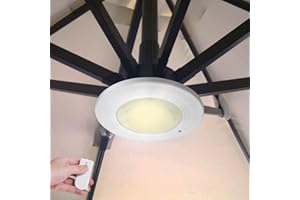 Happetite Umbrella Lights with Remote, Rechargeable Battery Operated Patio Cantilever Umbrella Lights Warm White with 3 Brightness Modes, for Offset Patio Umbrella in Outdoor & Garden (White)