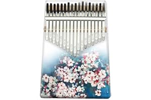 Hearda Kalimba 17 Schlüssel Daumen Klavier, Kalimba Instrument für Anfänger Kinder mit Stimmhammer, Studienführer, Daumenklavier Fingerklavier Kalimba Musik Geschenk (Rosa Kirschblüte)