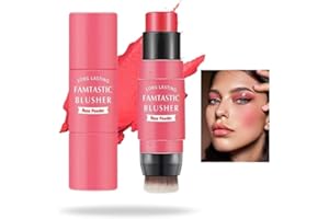 AMBIZION Colorete, Colorete en Crema, Maquillaje, Colorete en Barra Larga Duracion, Rubor Crema Nude con Brocha, Colorete 3 en 1 Mejillas Labios y Ojos con Acabado Natural, Beauty Cream, Maquillaje Mujer