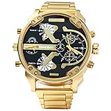 Herrenuhren, Herrn Einzigartige kreative Uhr Armbanduhr Armband-Uhr Militäruhr Kleideruhr Sportuhr Japanischer Quartz Kalender Wasserdicht Großes ( Farbe : Black/Gold , Geschlecht : Für Manner )