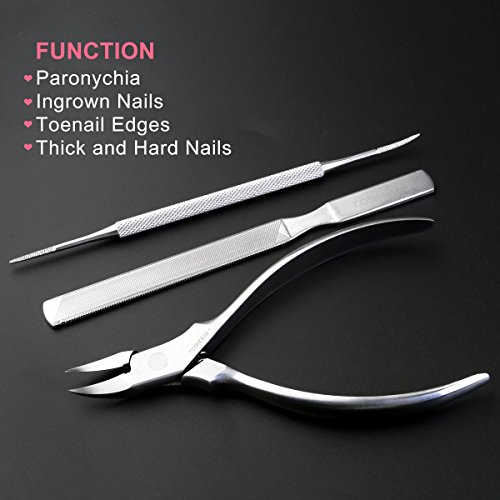 ROSENICE Nagelzange Fußnagel Werkzeuge aus Edelstahl Für Fußnägel und Eingewachsene Zehennägeln 3 teiliges - 4