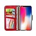Produktbild iPhone X Hülle,iPhone X Leder Schutzhülle,Roreikes Retro Lederhülle (Litschi-Muster ) Design Dual Use Flip Wallet Cover Schale Bookstyle PU Leder Hülle Innere Magnetverschluss Case Smartphone Ledercase Tasche Schalen Handytasche mit Standfunktion und Kartenfächer für iPhone X