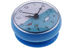 F Fityle Duschuhr Bad Clock Küchenuhr Wanduhr Badezimmer Saugnapf Uhr Spiegeluhr, Auswahl, Blau