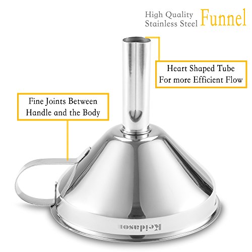 Keidason Edelstahl Küche Trichter mit Abnehmbarer Filter für den Transport von Flüssigkeiten & Fluid, Hinzufügen von Zutaten, Konfitüren und Marmeladen zu Lagerbehälter (10cm) - 3