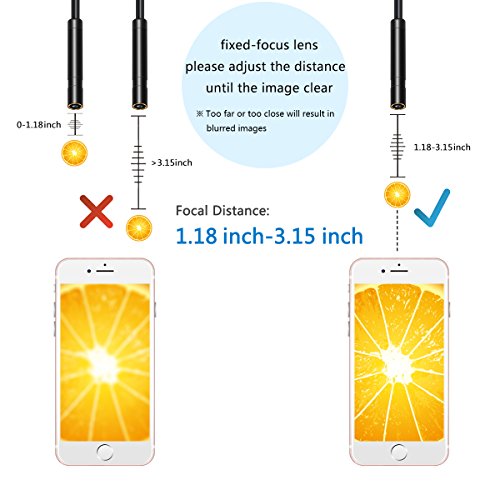 AQV WiFi Endoskop, Drahtlose Endoskop-Inspektionskamera 2,0 Megapixel HD Wasserdichte Schlangenkamera mit 6 verstellbaren LED-Licht fÃ¼r Android/IOS Smartphone, iPhone, Samsung, HUAWEI, PC - 15M