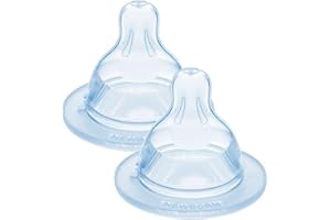 MAM Tétines pour biberon 0+ mois (2 pièces) – Lot de 2 tétines en silicone débit 0 vitesse lente – Tétine plate et ultra-douce pour nouveau-né