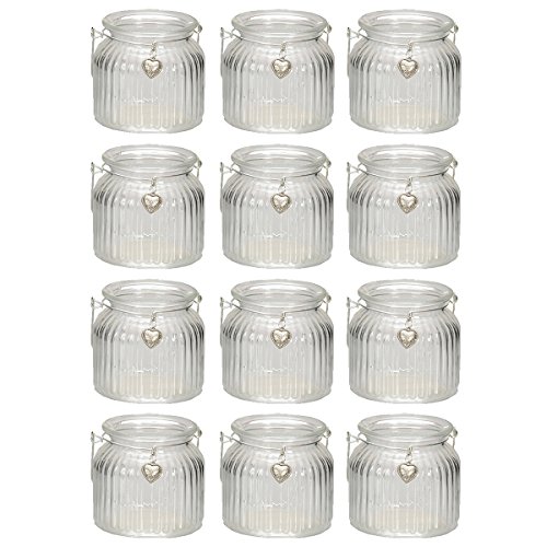 Windlichter mit Henkel und süssem Herzanhänger für Teelichter - 2