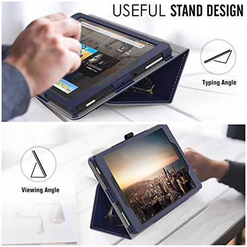 MoKo Hülle für All-New Amazon Fire HD 8 Tablet (7th Generation – 2017 Modell) – Kunstleder Ständer Schutzhülle Smart Cover mit Stift-Schleife für das neue Fire HD 8, Wolf Totem - 5