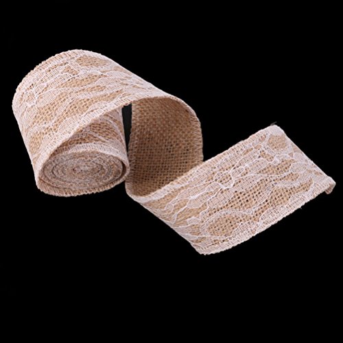 Pixnor 2M Jute-Band mit Spitzen für DIY Handwerk Home Hochzeitsdekoration (braun) - 4