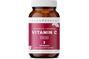 ‎INNONATURE High-dose 600 mg natural vitamin C from acerola extract and camu camu extract. 120 Vegan Capsules, 2-Month Supply. High bioavailability, vegan + made in DE.