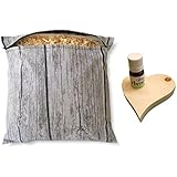 Geschenk-Set Zirbenkissen (30x30cm rot, weiß oder wooddesign) mit Reißverschluss + Zirben-Herz mit 10ml Bio-Zirbenöl - ein 100%iges BIO-Naturprodukt