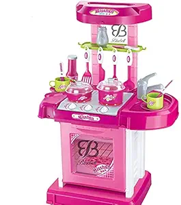 Bluebell kitchen set for kids, battery operated cooking toys With Light and Sound Effect, Pots Oven, Simulation Stove Sink Appliances, and other kitchen accessories toys, Educational learning toys for 3+ years old girls