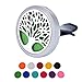 Produktbild Office Home Auto-Lufterfrischer Aromatherapie ätherisches Öl Diffusor – Tree of Life Edelstahl Medaillon – 11 waschbar Filz Pads – Silber 30 mm