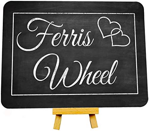 LoveHeart Chalkboard Style Wedding Ferris Wheel Metal Sign With Stand