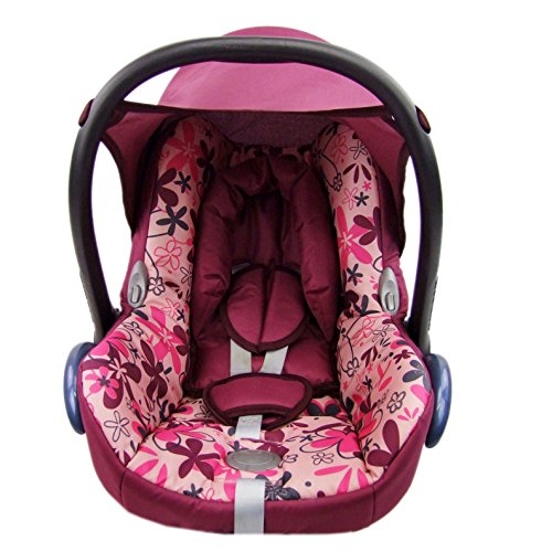 Babys-Dreams Ersatzbezug für Maxi-Cosi CabrioFix 6 tlg. BORDO MIT ROSA BLUMEN *NEU* Bezug für Babyschale Sommerbezug Cabrio Fix - 3