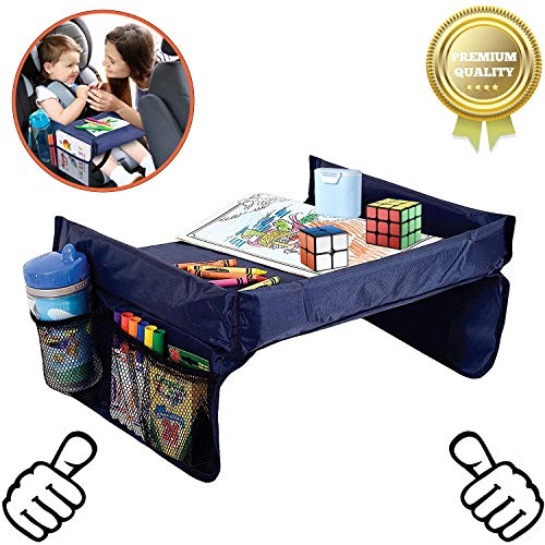 Knietablett Kinder,reisetisch auto,Kinderautositz Tablett Aufbewahrung,Spieltisch für Autositz,reisetisch (Cyan)