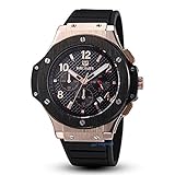 MEGIR Herrenuhr & Damenuhr aus Edelstahl in rosé-gold / schwarz - schweizer Stil