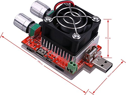 Yeeco 35W USB-Batterie laden Tester Board DC 3-21V 3A Einstellbare Konstantstrom Strom-Entlade-Widerstand für Spannung Strom-Monitor, Mobiles Ladegerät Tester, Entladezeit Aging - 4