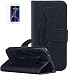 Produktbild ISENPENK Samsung Galaxy S7(2016)/J930F/S7 Duos Flip Case,Original Flip Bookstyle Cover Wasserdicht Shockproof Anti Slip Protection Leather Case,Feder Print Muster Pattern Wallet Case mit Intern Karte Schlitz,Anti-Sturz Stoßfest Stoßdämpfend Triangle Hemming Wallet Tasche,Magnetic Closure Schutzhülle mit Standfunktion und Handy Gürtel für Samsung Galaxy S7(2016)/J930F/S7 Duos 5.1Zoll-[schwarz]+Panzerglas Folie/Displayfoile/Displayschutzfolie